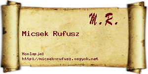 Micsek Rufusz névjegykártya
